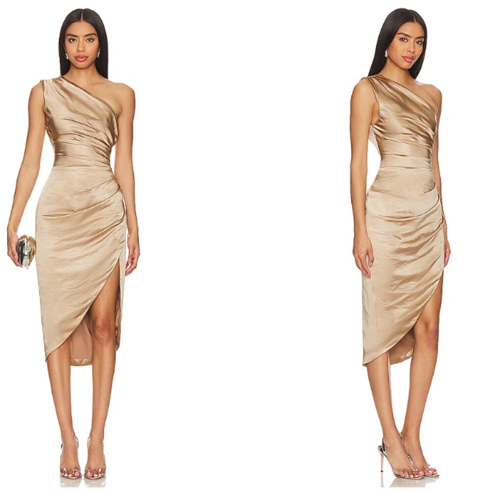Elliatt - Cassini Dress - Medium - Gold Hammered Satin - nwt